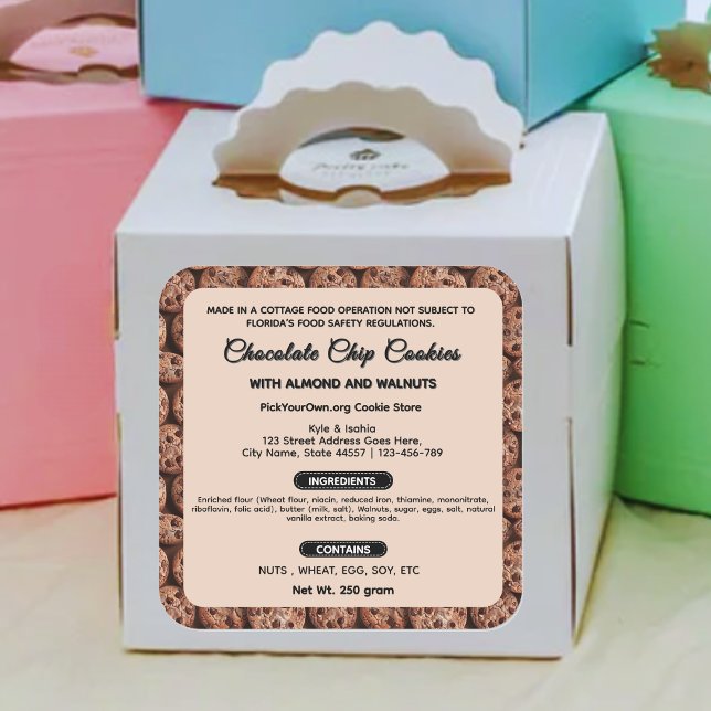 Niedliches Etikett für Florida Hütte | Cookies Quadratischer Aufkleber (Von Creator hochgeladen)