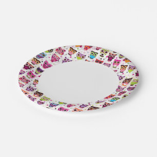 Niedliches Eule-Hintergrundmuster für Kinder Pappteller