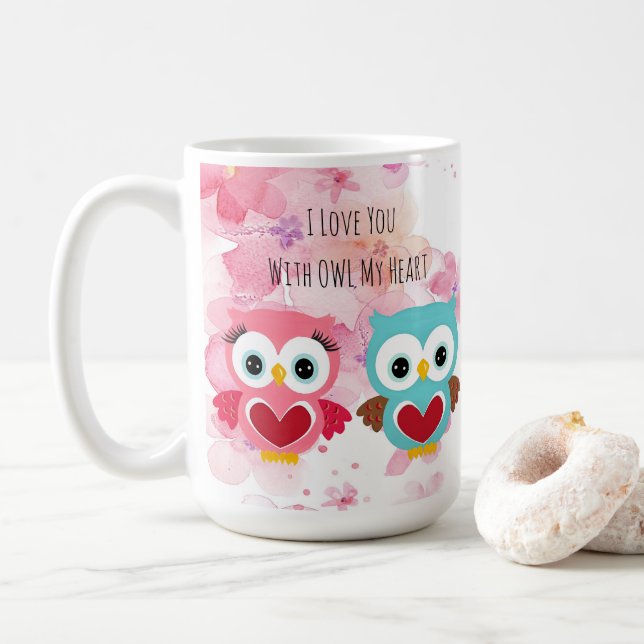 Niedliches Eule immer Liebe Kaffeetasse (Mit Donut)