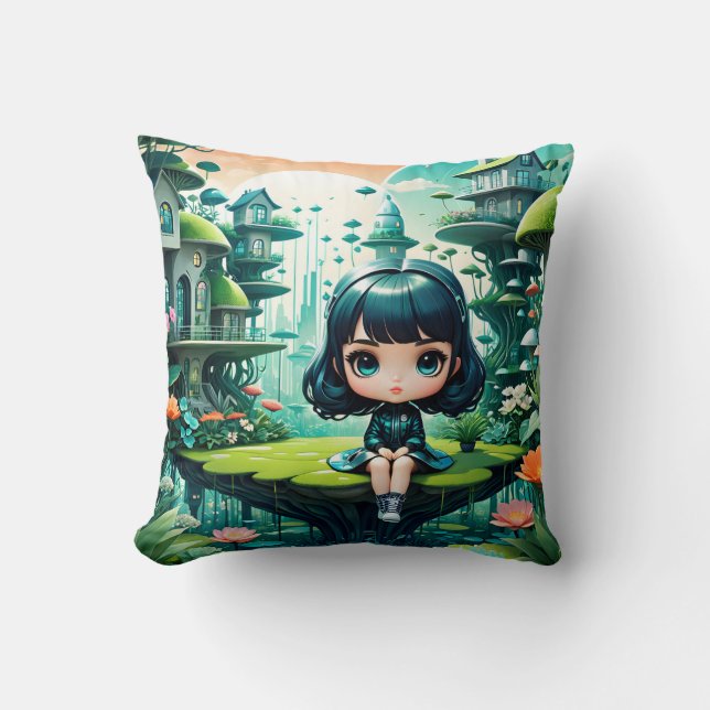 Niedliches Eule in farbenfroher Beanie Kissen (Vorderseite)