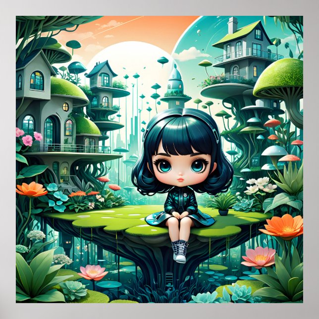 Niedliches Eule in farbenfroher Beanie Poster (Vorne)