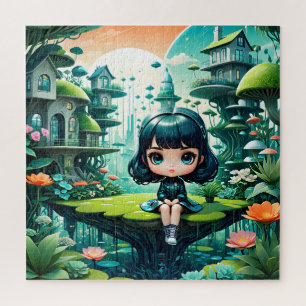 Niedliches Eule in farbenfroher Beanie Puzzle