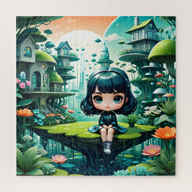 Niedliches Eule in farbenfroher Beanie Puzzle (Vertikal)