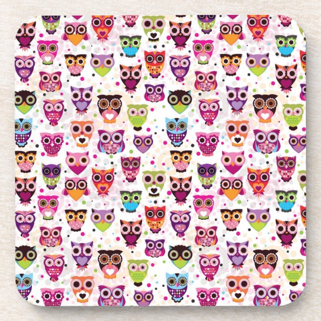 Niedliches Eulenhintergrundmuster für Kinder Untersetzer (Vorderseite)