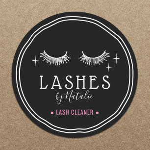 Niedliches Eyelash Zeichnend Logo Lash Cleaner Bla Runder Aufkleber