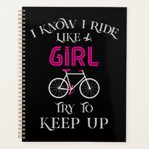 Niedliches Fahrrad Frau Girl Fahrradlerin Planer