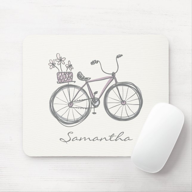 Niedliches Fahrrad Zeichnend in Lilac | Personalis Mousepad (Mit Mouse)