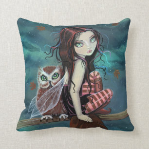 Niedliches Faible und Eule Fantasy Art Pillow Kissen