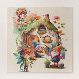 Niedliches Fairy- und Gnome-Puzzle Puzzle