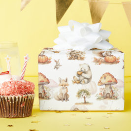Niedliches Fairy Woodland Tiermuster Geschenkpapier