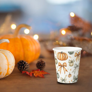 Niedliches Fall Bow-Muster Pappbecher