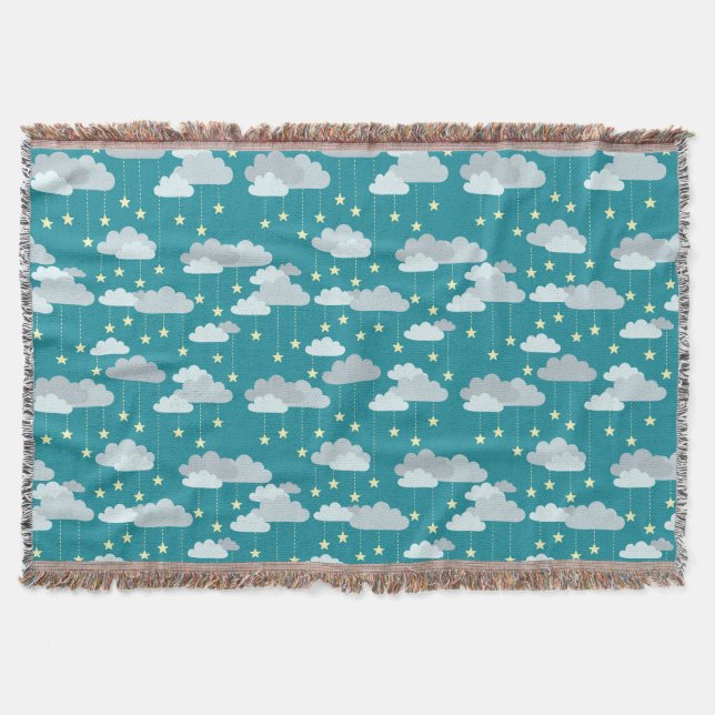 Niedliches Fallstars- und Wolkenmuster Decke (Vorderseite)