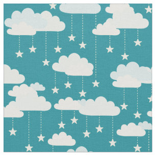 Niedliches Fallstars- und Wolkenmuster Stoff
