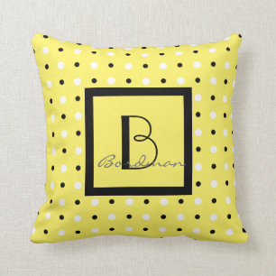 Niedliches Familien-Andenken, gelbe w-Polka-Punkte Kissen