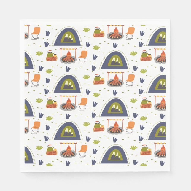 Niedliches Familienfeuer und Camping Serviette (Vorderseite)