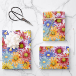 Niedliches, farbenfrohe Milchflorenmuster Geschenkpapier Set