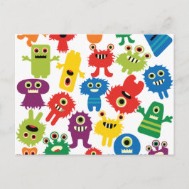 Niedliches, farbenfrohe Monster-Muster Postkarte
