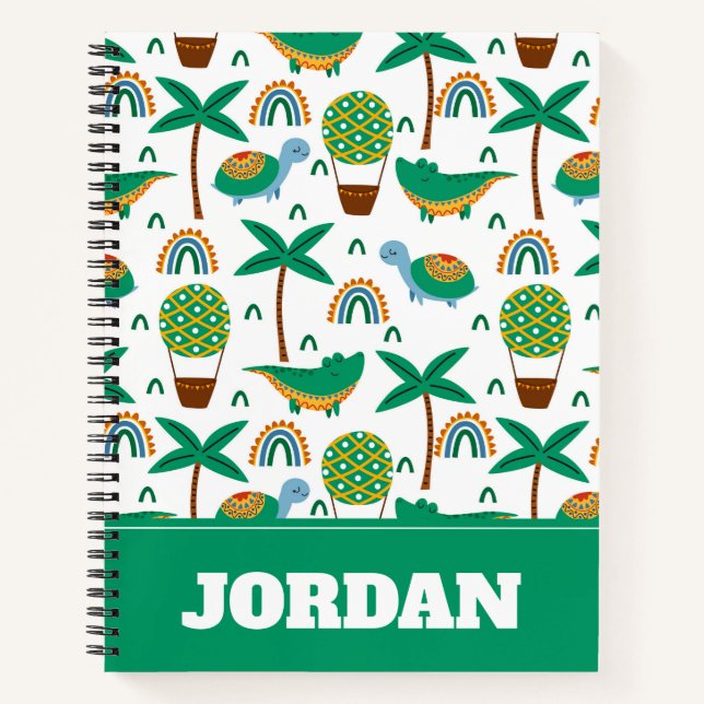 Niedliches, farbenfrohe Schildkrötenmuster Notizbuch (Vorderseite)
