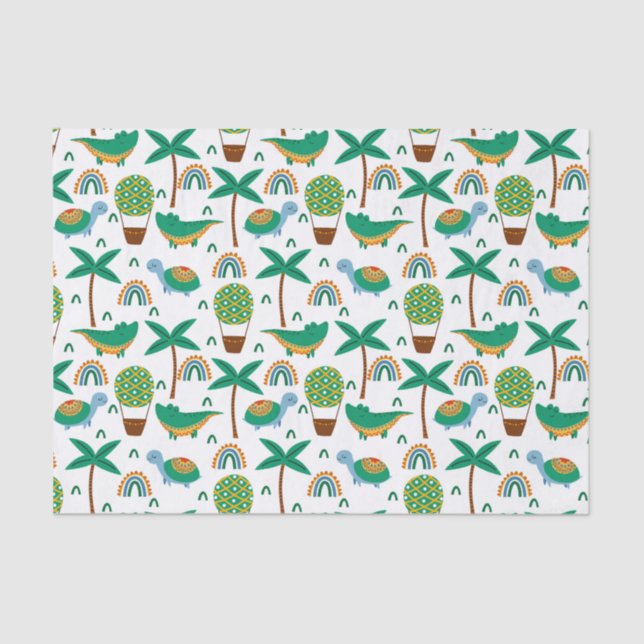 Niedliches, farbenfrohe Schildkrötenmuster Seidenpapier (Vorderseite)