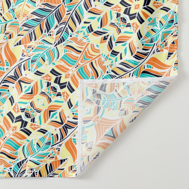 Niedliches, farbenfrohes Boho-Blätter-Muster Wandteppich (Detail)