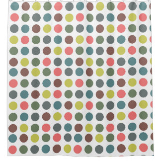 Niedliches farbiges 70er-Muster mit Polka-Punkten Duschvorhang