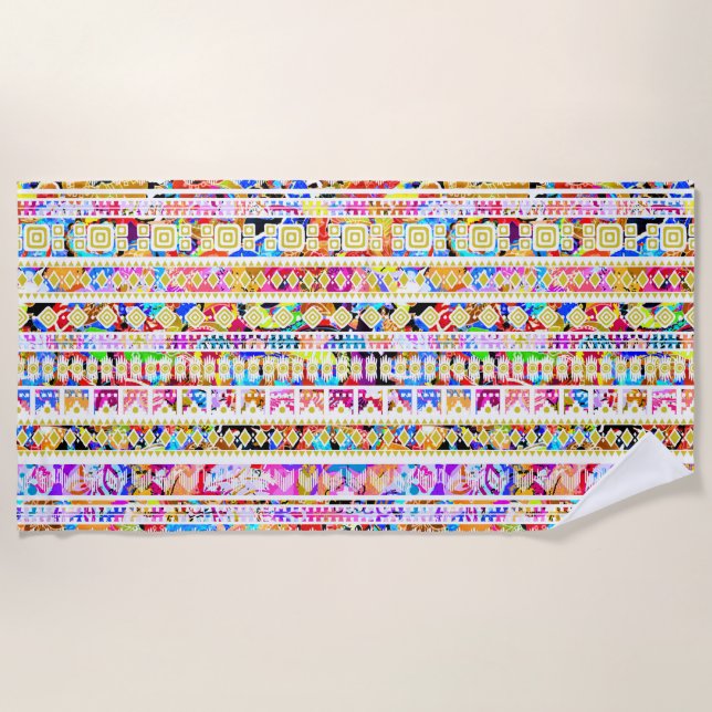 Niedliches, farbiges Azteenmuster Strandtuch (Vorderseite)