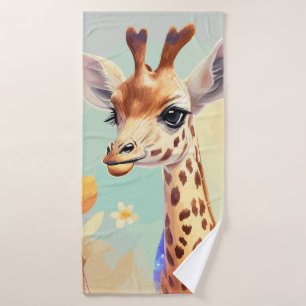 Niedliches farbiges Baby Giraffe Badhandtuch Set