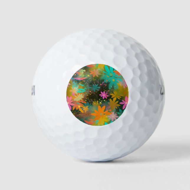 Niedliches, farbiges, blumengeschmücktes Abstrakte Golfball (Vorderseite)