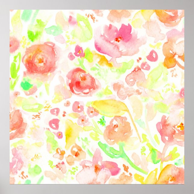 Niedliches, farbiges Blumenmuster Poster (Vorne)