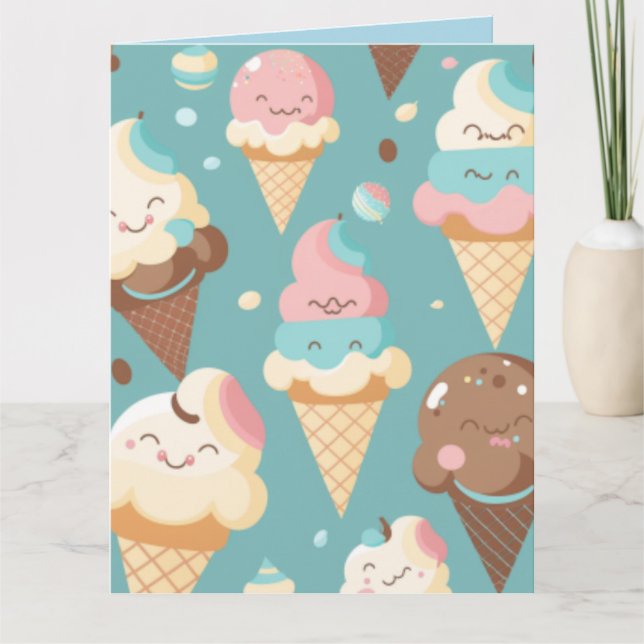 Niedliches, farbiges Eis Karte (Vorderseite)