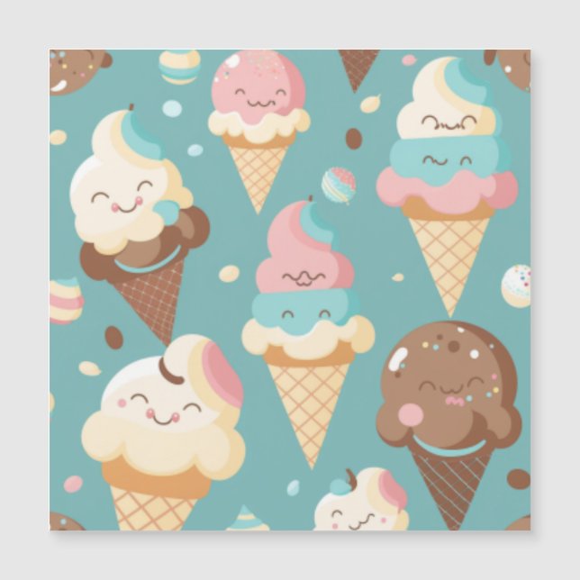 Niedliches, farbiges Eis Magneteinladung (Vorderseite)