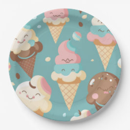 Niedliches, farbiges Eis Pappteller