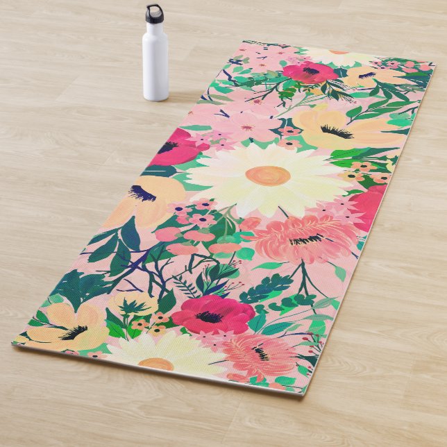 Niedliches farbiges, florfarbenes rosa Design Yogamatte (Beispiel)