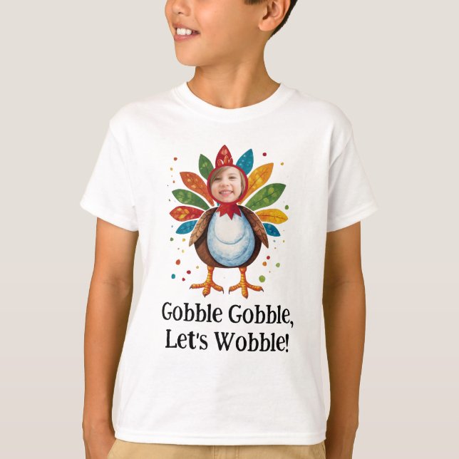 Niedliches farbiges Gobble Türkei Erntedank Foto T-Shirt (Vorderseite)