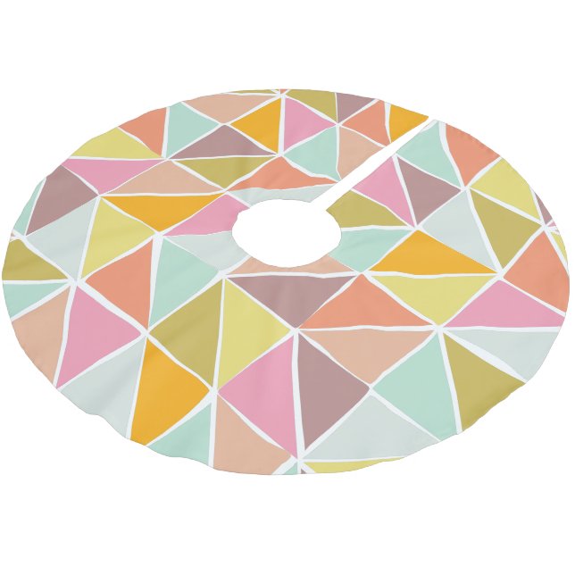 Niedliches, farbiges Handgezeichnetes geometrische Polyester Weihnachtsbaumdecke (Schrägansicht)