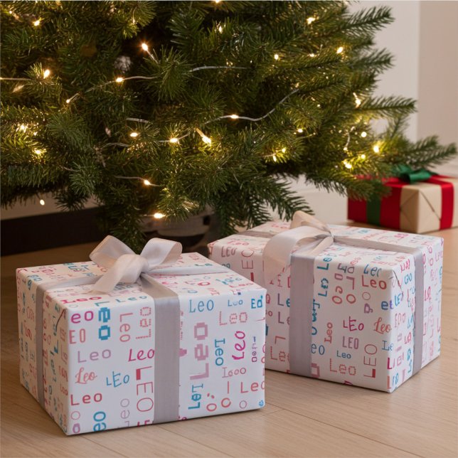 Niedliches farbiges, individuelles Namensgeschenkp Geschenkpapier (Von Creator hochgeladen)