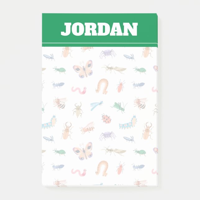 Niedliches farbiges Insektenmuster Post-it Klebezettel (Vorderseite)