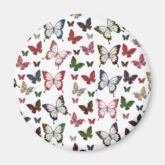 Niedliches, farbiges Marmorbutterfly-Federmuster Magnet (Vorne)