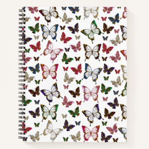 Niedliches, farbiges Marmorbutterfly-Federmuster Notizbuch
