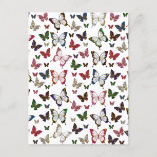 Niedliches, farbiges Marmorbutterfly-Federmuster Postkarte