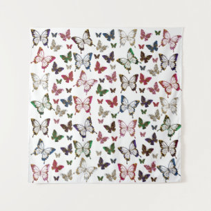 Niedliches, farbiges Marmorbutterfly-Federmuster Wandteppich