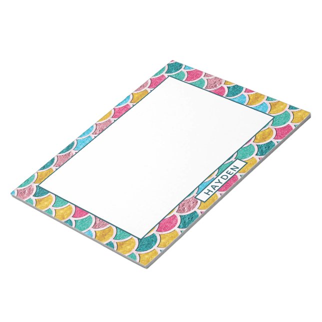 Niedliches farbiges Mermaid-Monogramm Notizblock (angewinkelt)