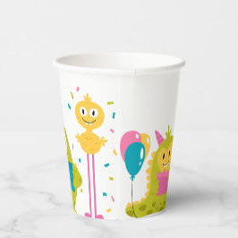 Niedliches farbiges Monster Pappbecher