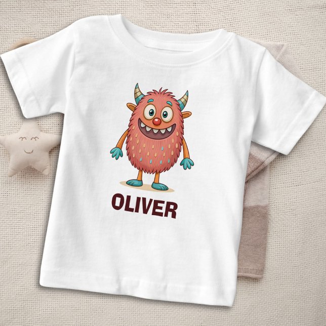 Niedliches farbiges Monster Personalisiert Baby T-shirt (Von Creator hochgeladen)