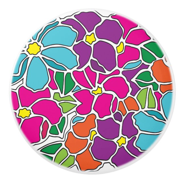 Niedliches, farbiges Muster Keramikknauf (Vorderseite)