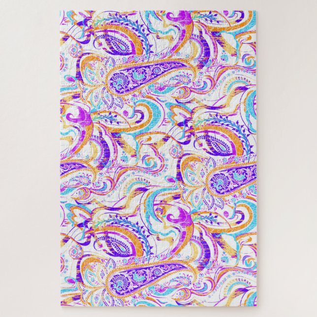 Niedliches, farbiges Paisley-Design Puzzle (Vertikal)