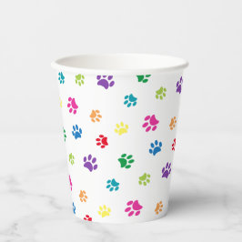 Niedliches farbiges Paw-Party Pappbecher
