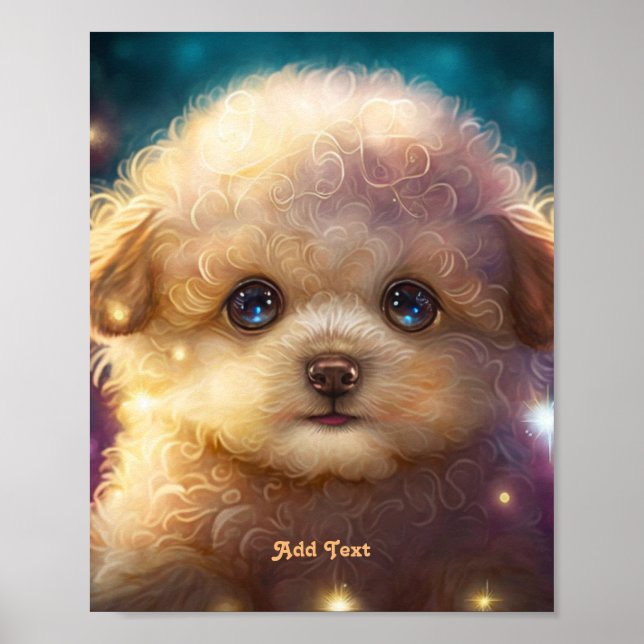 Niedliches farbiges Poodle Puppy Doet Kinderzimmer Poster (Vorne)