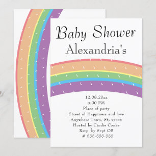 Niedliches farbiges Rainbow-Gender-Neutral-Baby Einladung