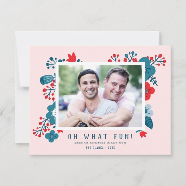 Niedliches farbiges skandinavisches Foto Feiertagskarte (Vorderseite)